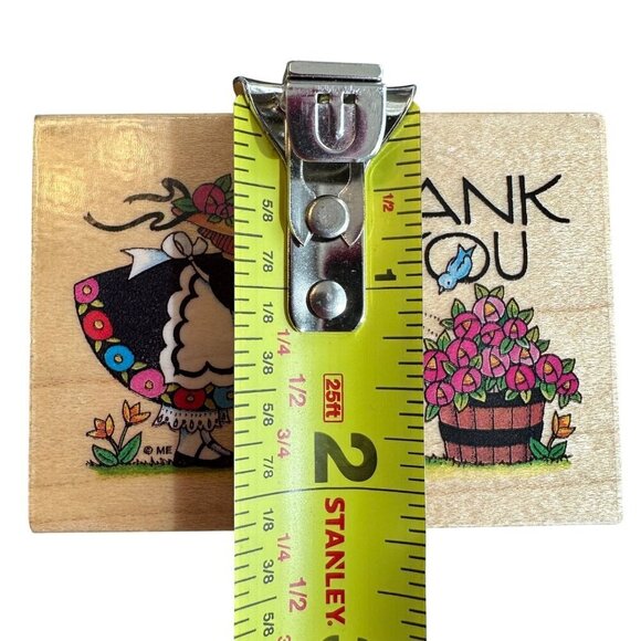 Mary Engelbreit Rubber Stamp Watering The Roses Thank You Mounted Wooden 581H - Picture 6 of 7